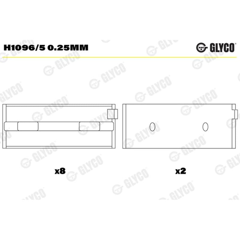 GLYCO pagrindiniai guoliai, alkūninis velenas H1096/5 0.25MM