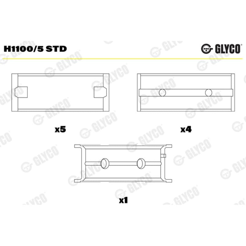 GLYCO pagrindiniai guoliai, alkūninis velenas H1100/5 STD
