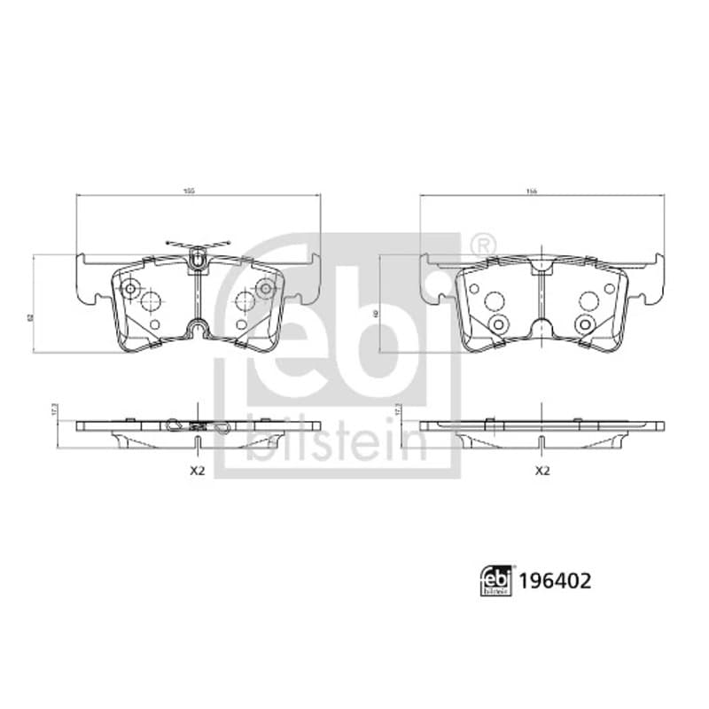 FEBIBILSTEIN stabdžių trinkelių rinkinys, diskinis stabdys F196402