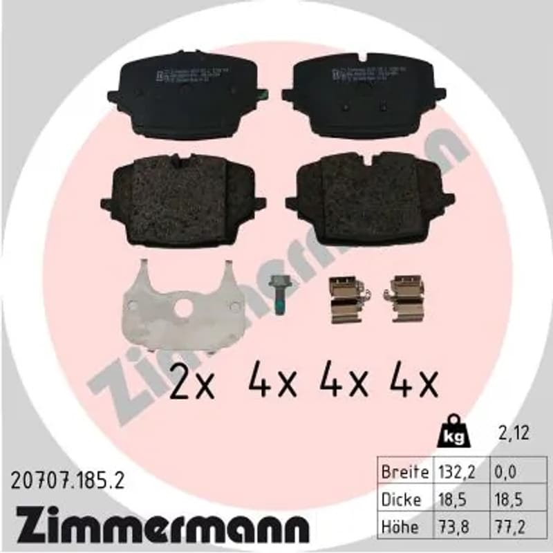 ZIMMERMANN stabdžių trinkelių rinkinys, diskinis stabdys 20707.185.2