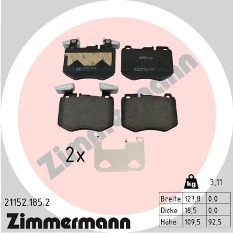 ZIMMERMANN stabdžių trinkelių rinkinys, diskinis stabdys 21152.185.2