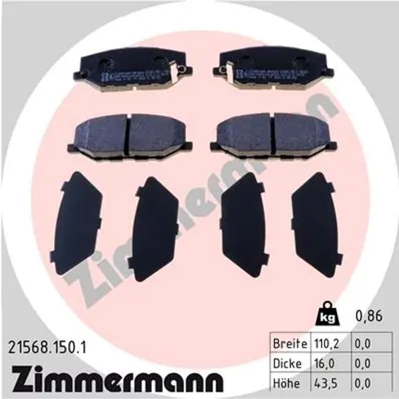 ZIMMERMANN stabdžių trinkelių rinkinys, diskinis stabdys 21568.150.1