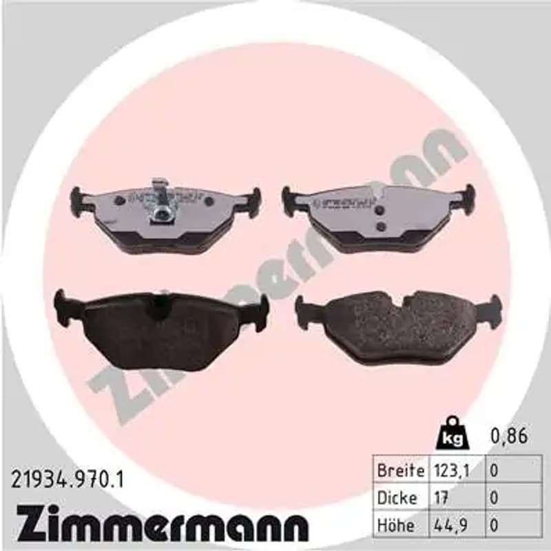 ZIMMERMANN stabdžių trinkelių rinkinys, diskinis stabdys 21934.970.1