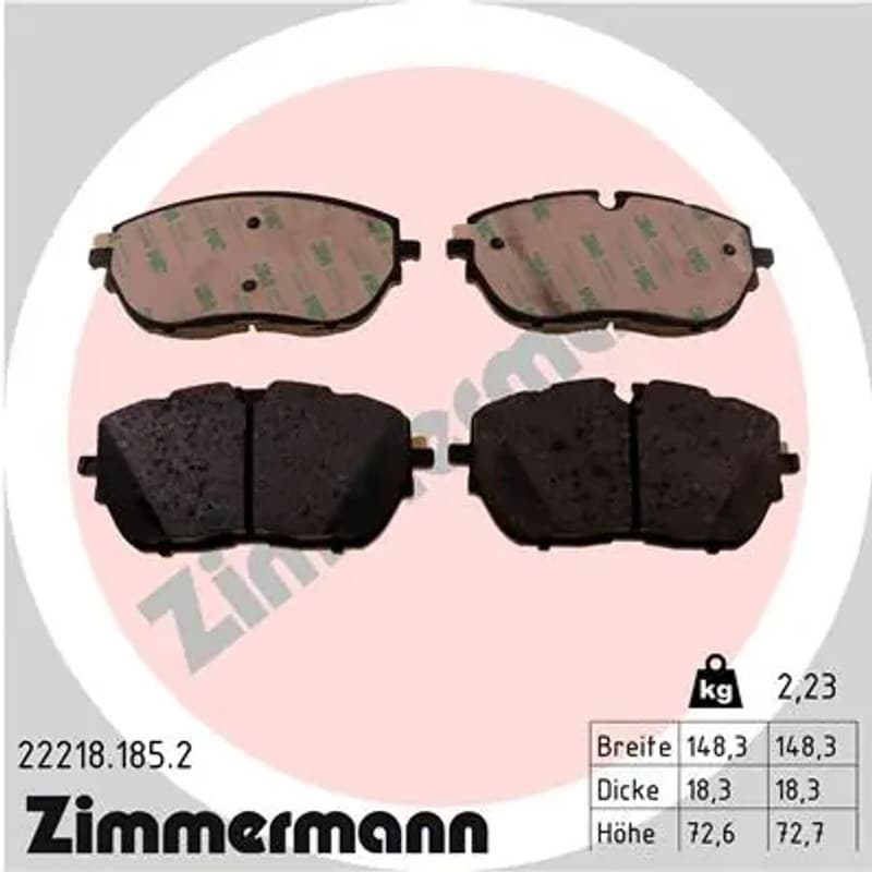 ZIMMERMANN stabdžių trinkelių rinkinys, diskinis stabdys 22218.185.2
