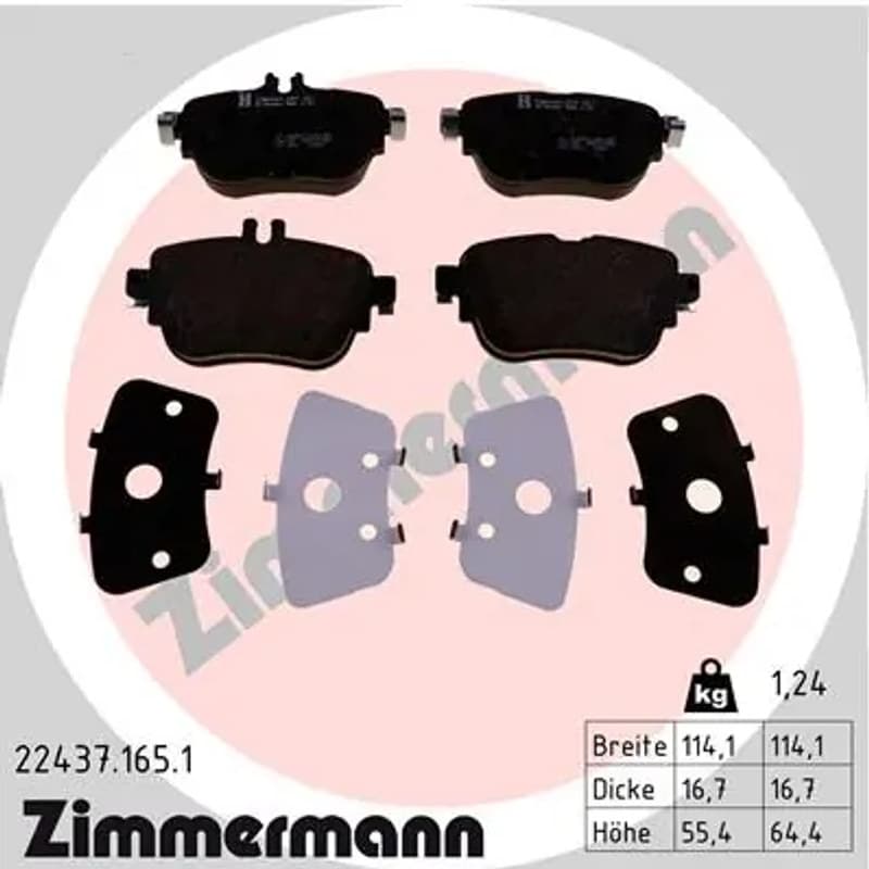 ZIMMERMANN stabdžių trinkelių rinkinys, diskinis stabdys 22437.165.1