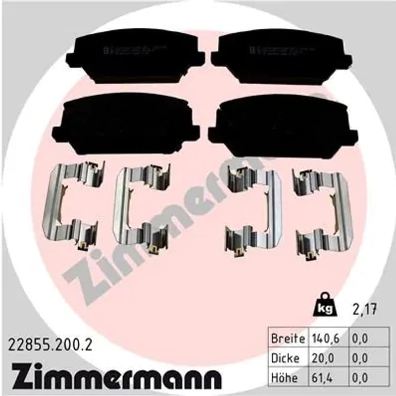 ZIMMERMANN stabdžių trinkelių rinkinys, diskinis stabdys 22855.200.2