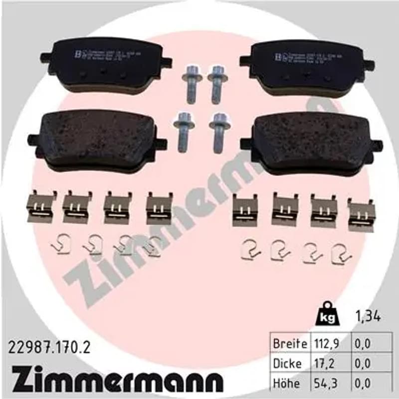 ZIMMERMANN stabdžių trinkelių rinkinys, diskinis stabdys 22987.170.2