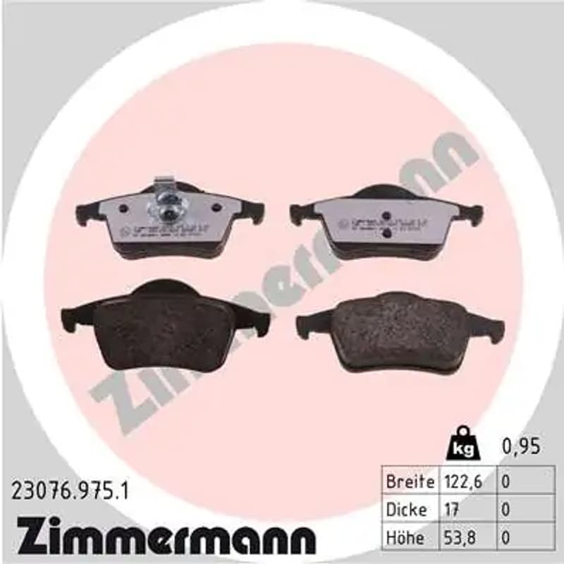 ZIMMERMANN stabdžių trinkelių rinkinys, diskinis stabdys 23076.975.1