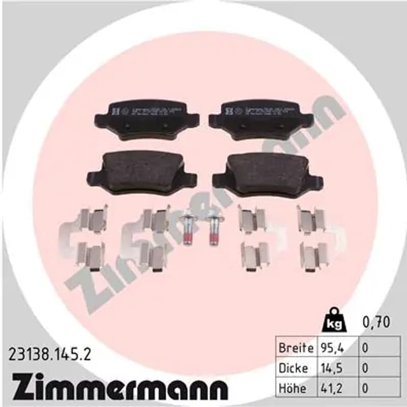 ZIMMERMANN stabdžių trinkelių rinkinys, diskinis stabdys 23138.145.2
