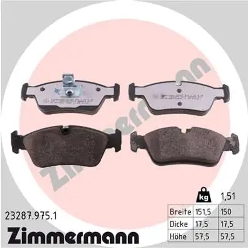 ZIMMERMANN stabdžių trinkelių rinkinys, diskinis stabdys 23287.975.1