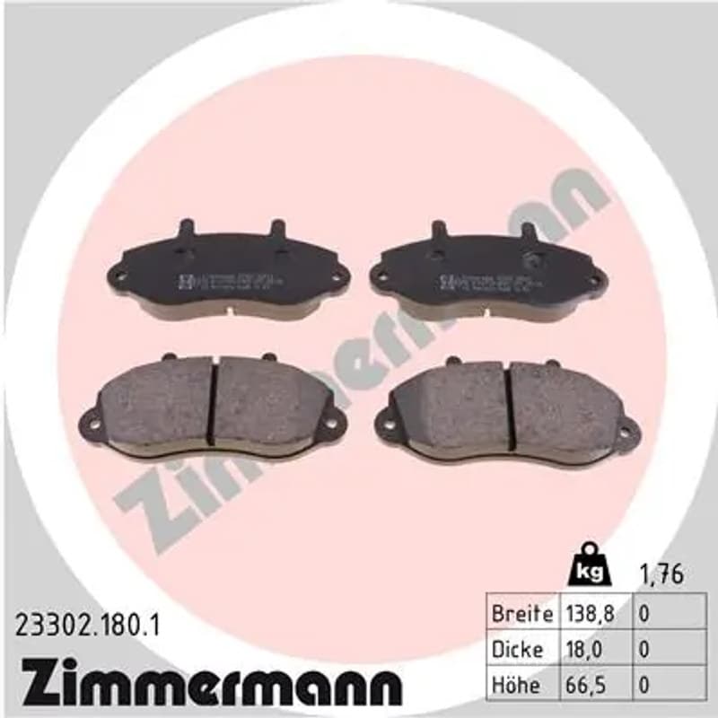 ZIMMERMANN stabdžių trinkelių rinkinys, diskinis stabdys 23302.180.1