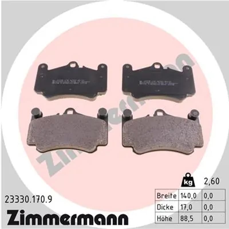ZIMMERMANN stabdžių trinkelių rinkinys, diskinis stabdys 23330.170.9