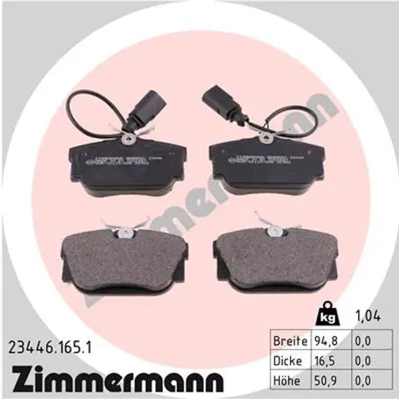 ZIMMERMANN stabdžių trinkelių rinkinys, diskinis stabdys 23446.165.1