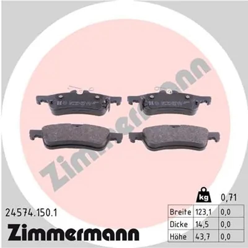 ZIMMERMANN stabdžių trinkelių rinkinys, diskinis stabdys 24574.150.1