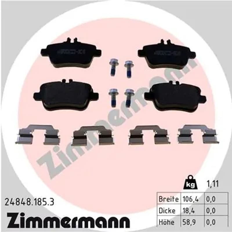 ZIMMERMANN stabdžių trinkelių rinkinys, diskinis stabdys 24848.185.3
