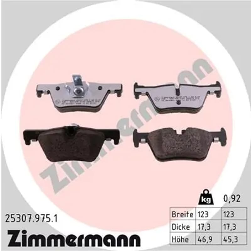 ZIMMERMANN stabdžių trinkelių rinkinys, diskinis stabdys 25307.975.1