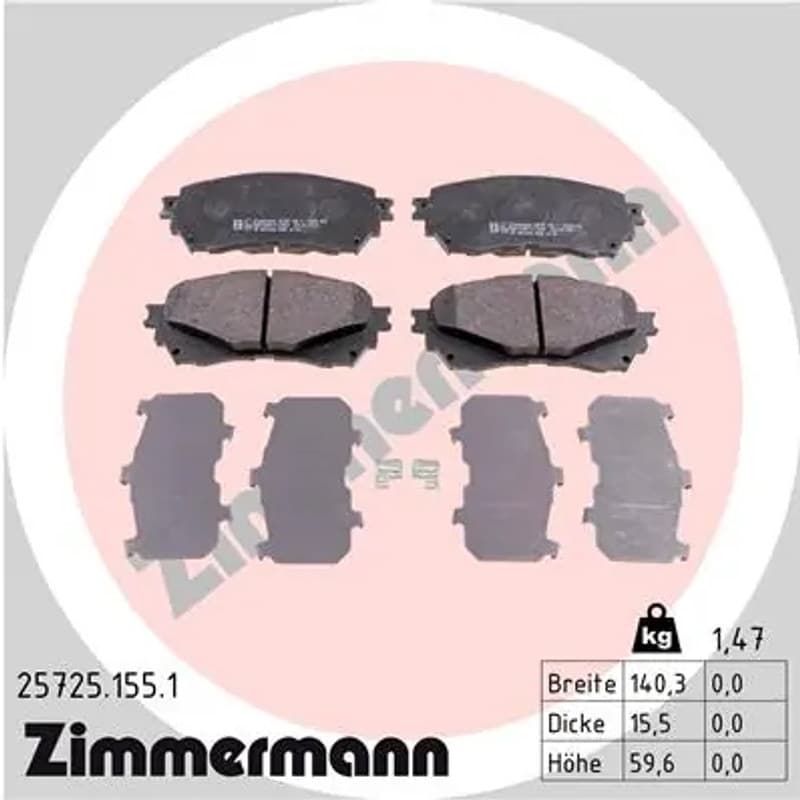 ZIMMERMANN stabdžių trinkelių rinkinys, diskinis stabdys 25725.155.1