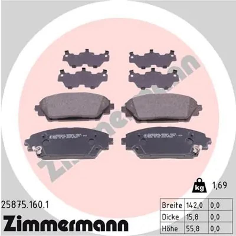 ZIMMERMANN stabdžių trinkelių rinkinys, diskinis stabdys 25875.160.1