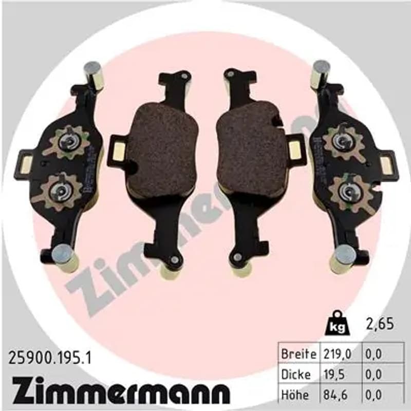 ZIMMERMANN stabdžių trinkelių rinkinys, diskinis stabdys 25900.195.1