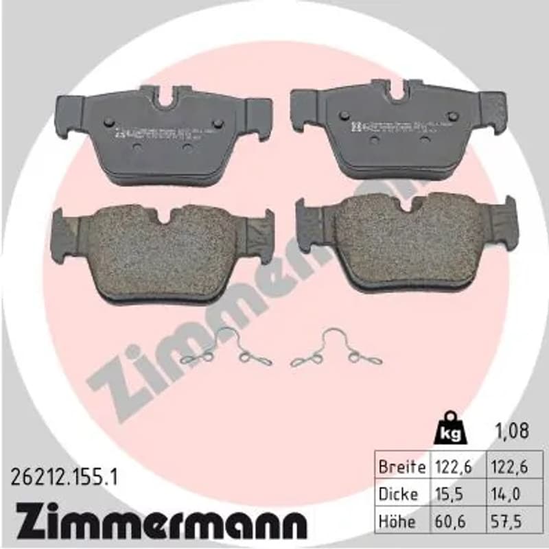 ZIMMERMANN stabdžių trinkelių rinkinys, diskinis stabdys 26212.155.1