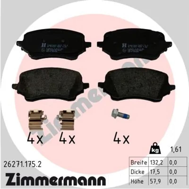 ZIMMERMANN stabdžių trinkelių rinkinys, diskinis stabdys 26271.175.2