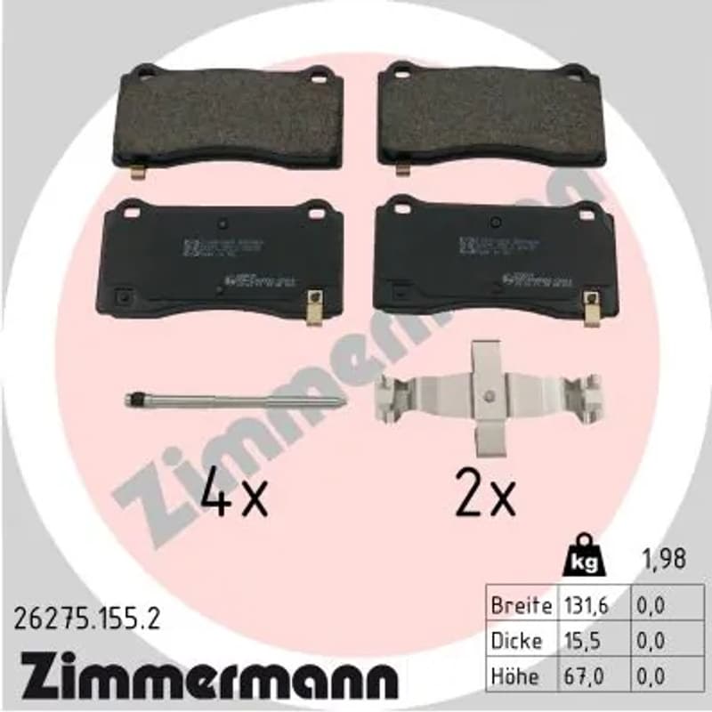 ZIMMERMANN stabdžių trinkelių rinkinys, diskinis stabdys 26275.155.2