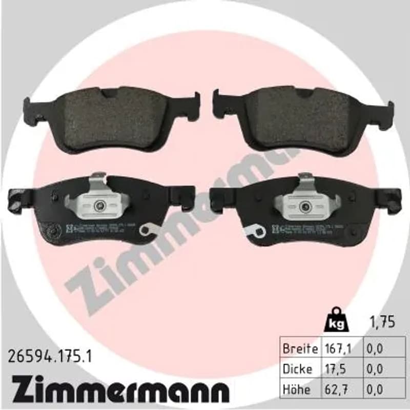 ZIMMERMANN stabdžių trinkelių rinkinys, diskinis stabdys 26594.175.1