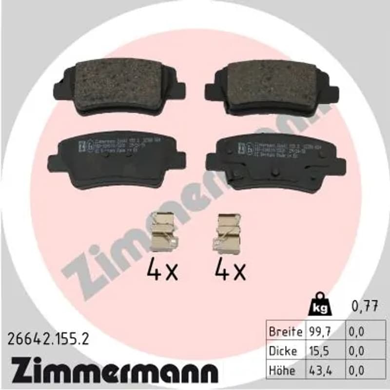 ZIMMERMANN stabdžių trinkelių rinkinys, diskinis stabdys 26642.155.2