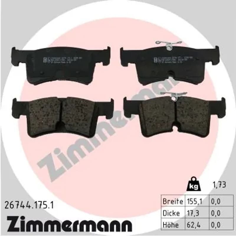 ZIMMERMANN stabdžių trinkelių rinkinys, diskinis stabdys 26744.175.1