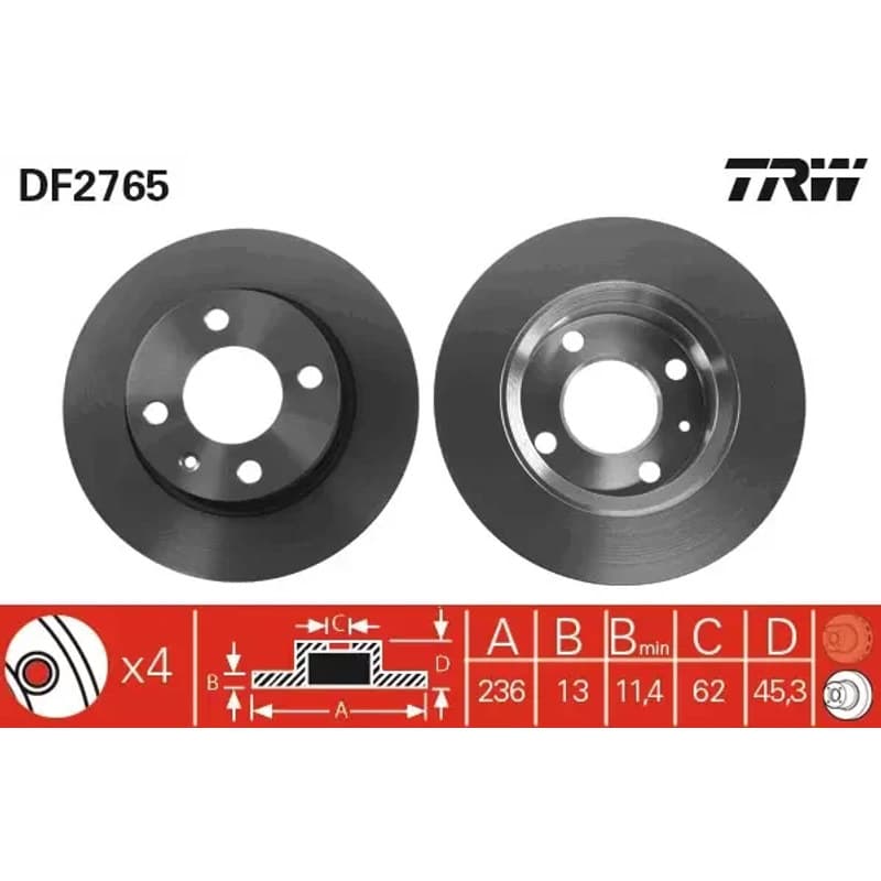TRW stabdžių diskas DF2765