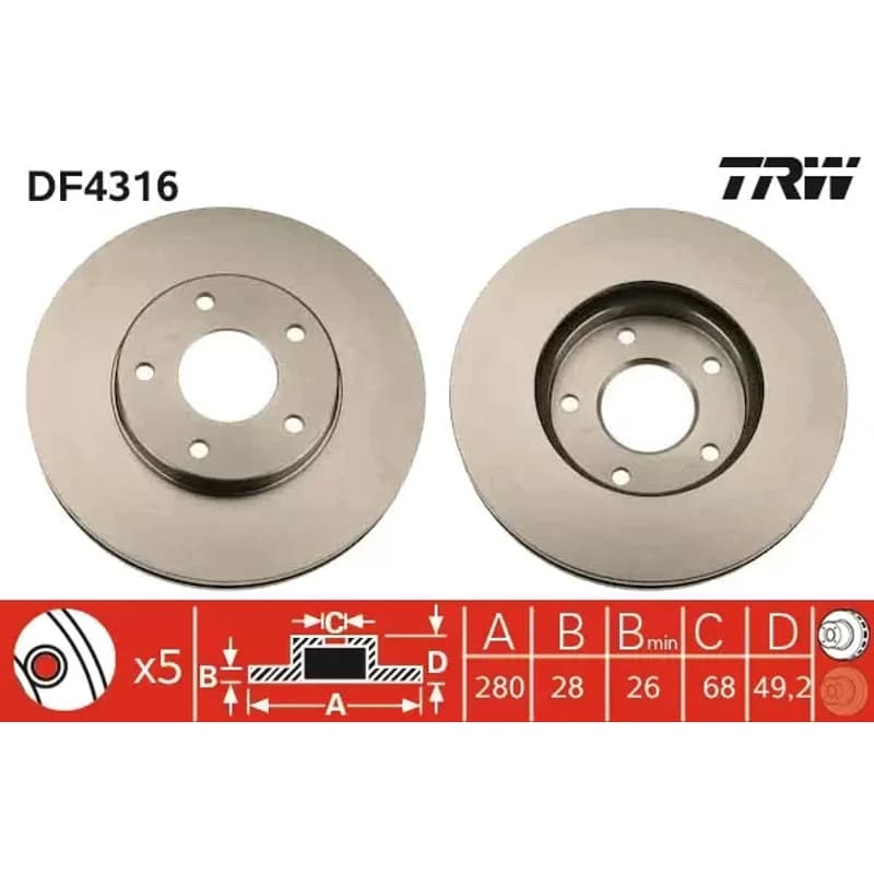 TRW stabdžių diskas DF4316