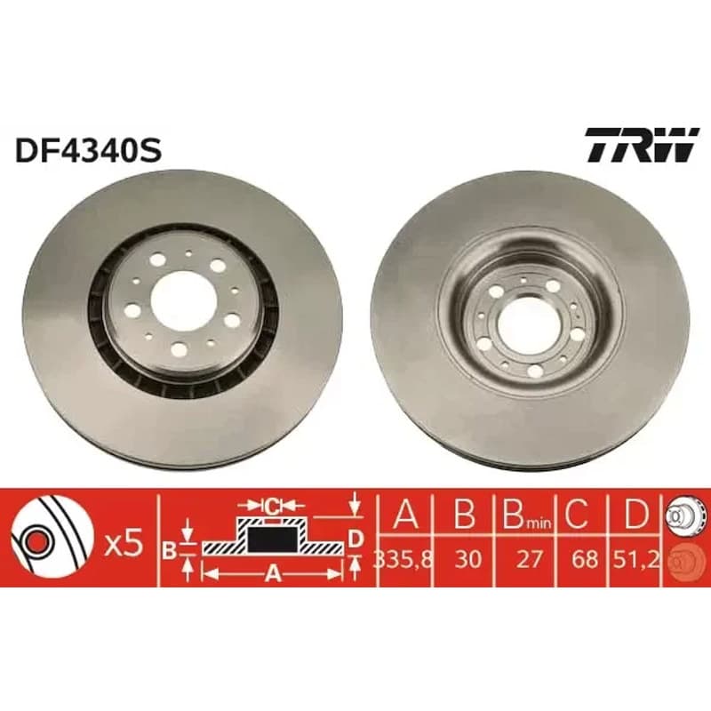 TRW stabdžių diskas DF4340S
