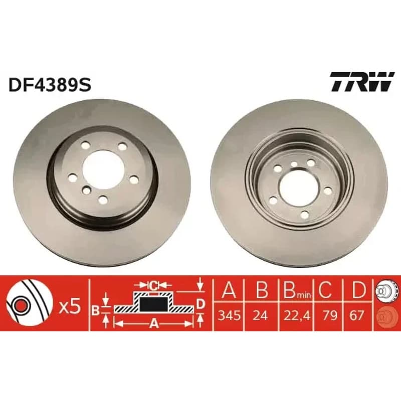 TRW stabdžių diskas DF4389S