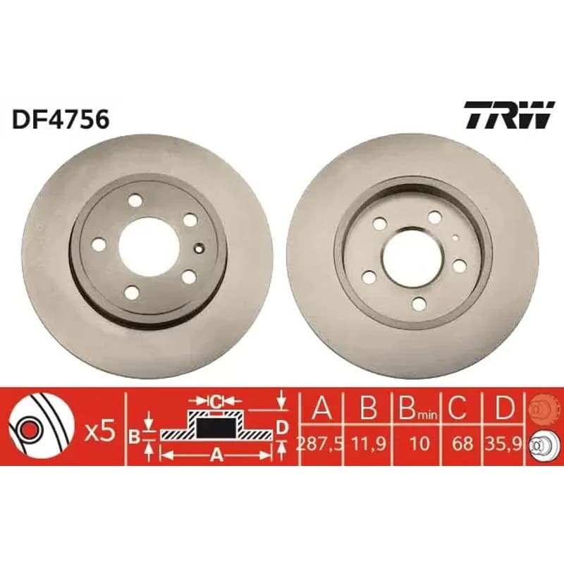 TRW stabdžių diskas DF4756
