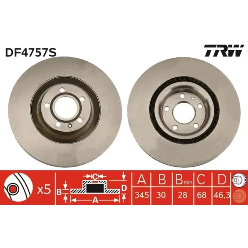 TRW stabdžių diskas DF4757S