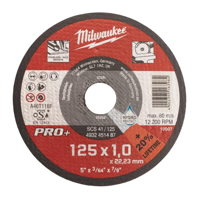 MILWAUKEE Ploni metalo pjovimo diskai PRO+ – SCS 41 / 125 x 1 x 22 mm – 4932451487 MILWAUKEE