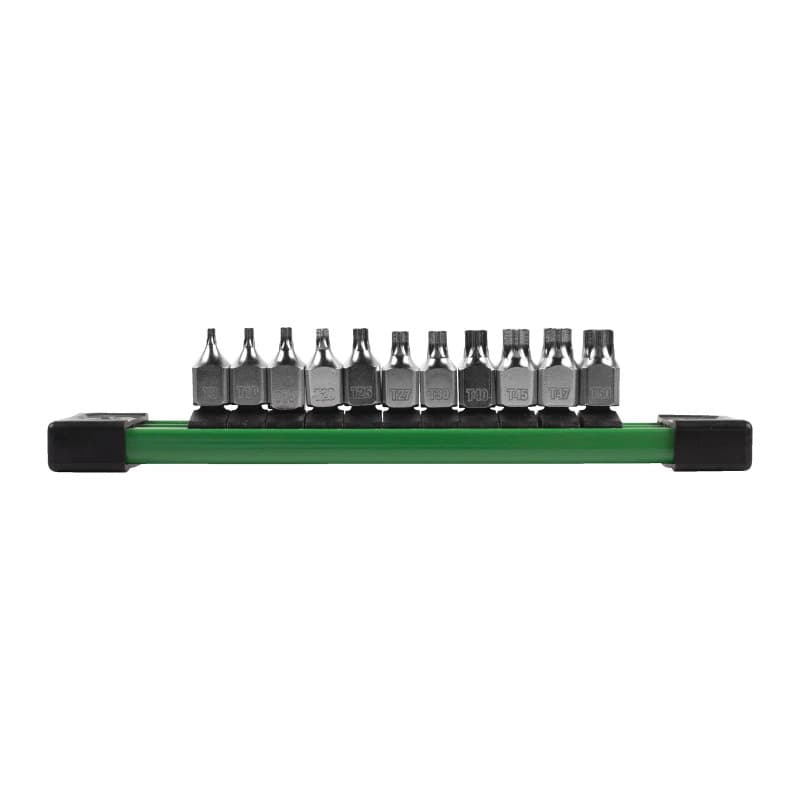 MILWAUKEE ¼″ trumpa TX antgalio galvutė – 11 vnt. 1/4'' Drive Torx Stubby Bit Socket Set 4932500430 MILWAUKEE