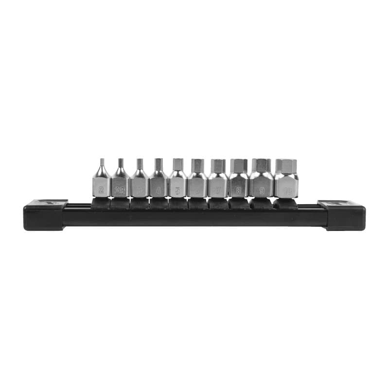 MILWAUKEE ¼″ trumpa metrinė HEX antgalio galvutė – 10 vnt. 1/4'' Drive Metric Hex Stubby Bit Socket Set 4932500434 MILWAUKEE