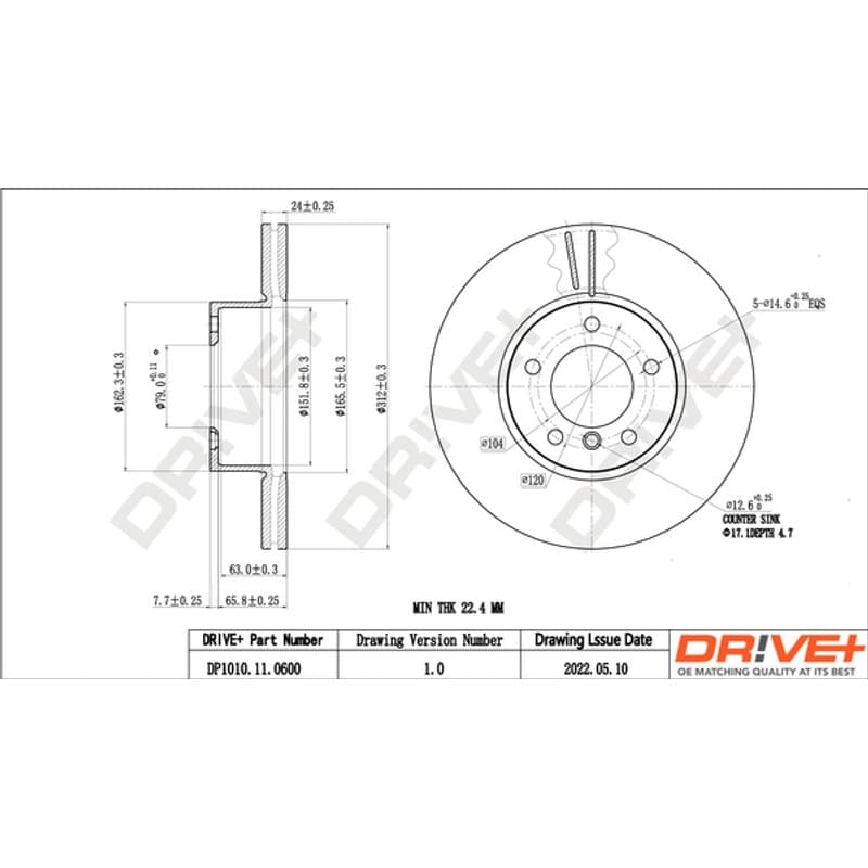DRVE DP1010.11.0600 stabdžių diskas