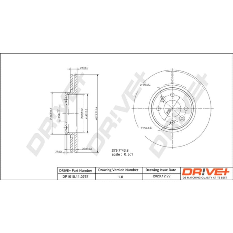 DRVE stabdžių diskas DP1010.11.0767