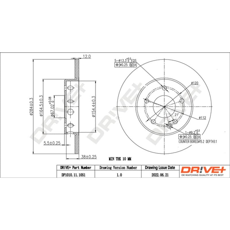 DRVE DP1010.11.1051 stabdžių diskas