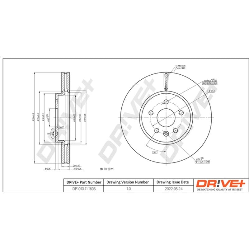 DRVE DP1010.11.1605 stabdžių diskas