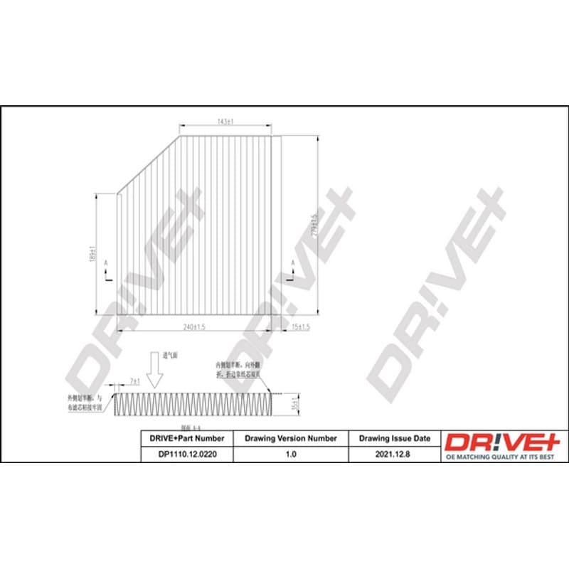DRVE filtras, salono oras DP1110.12.0220