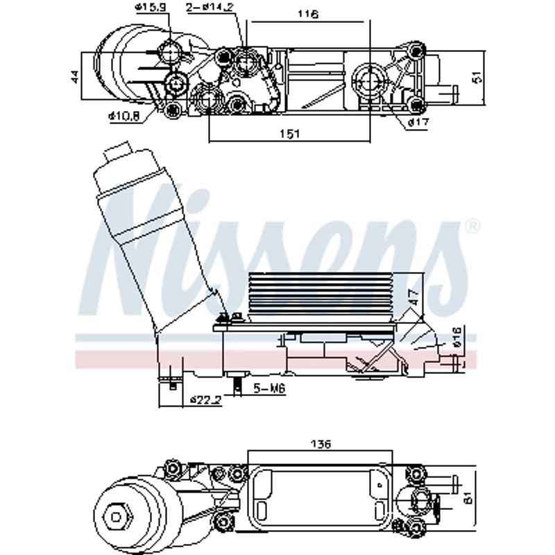 NISSENS alyvos aušintuvas, variklio alyva 91335 NISS