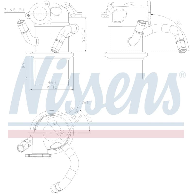 NISSENS aušintuvas, išmetamųjų dujų recirkuliacija 989315 NISS