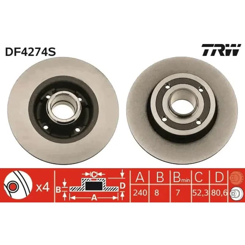 TRW stabdžių diskas DF4274S