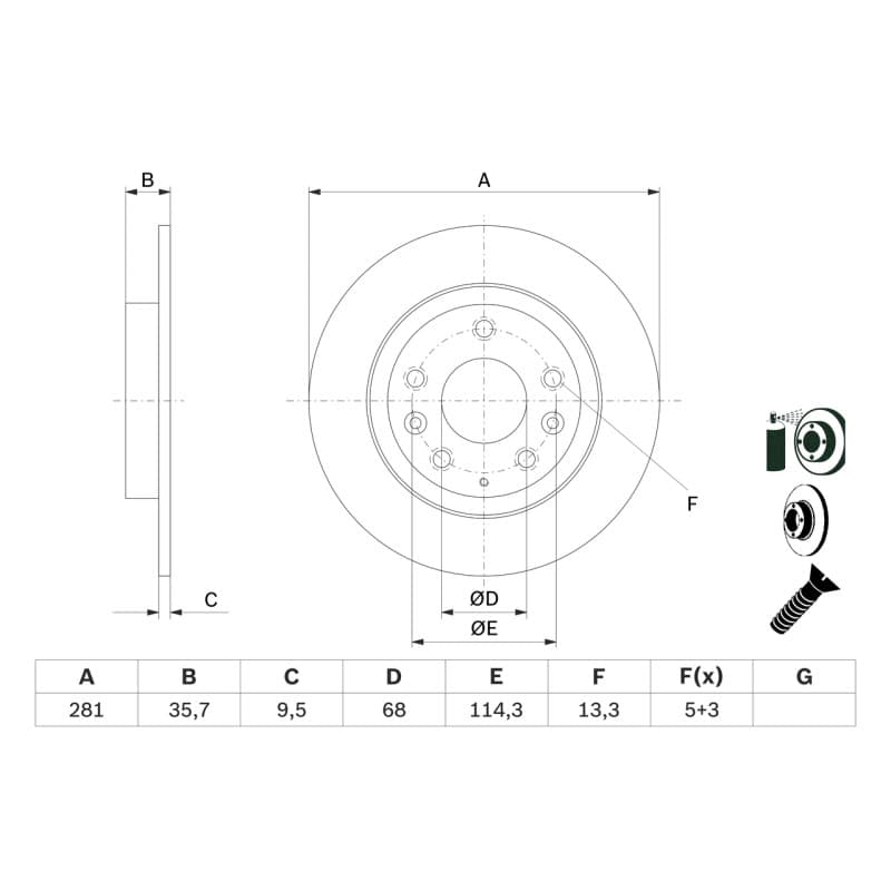 BOSCH 0 986 479 E55 stabdžių diskas