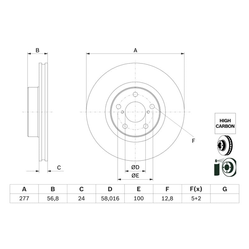 BOSCH 0 986 479 E69 stabdžių diskas