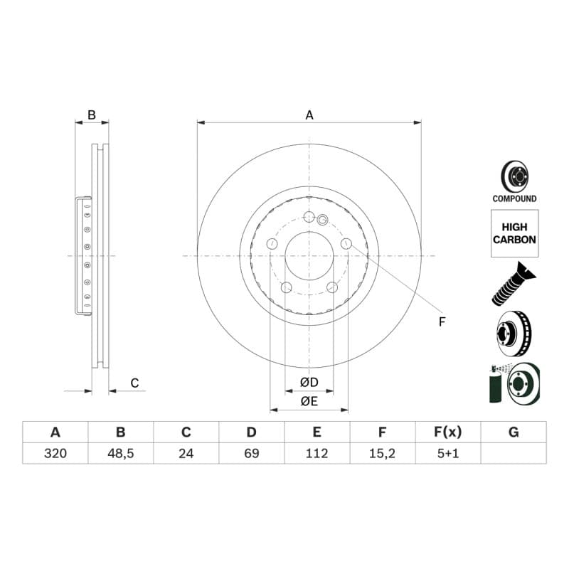 BOSCH 0 986 479 H43 stabdžių diskas