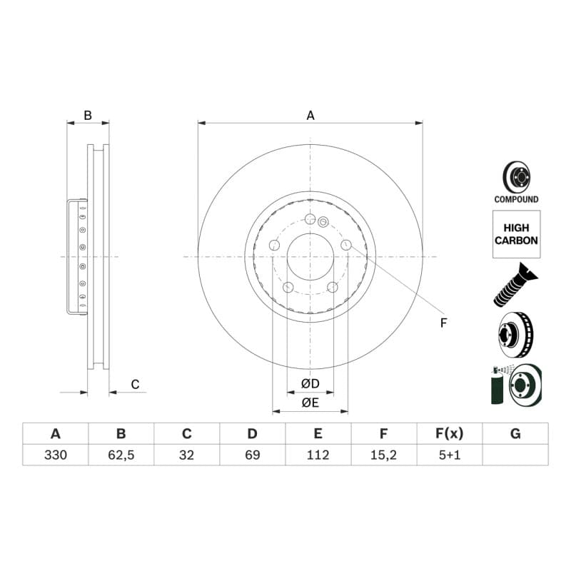 BOSCH 0 986 479 H48 stabdžių diskas